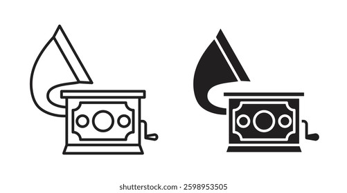 Gramophone vector line icon illustration collection.