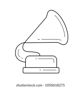 Gramophone vector line icon isolated on white background. Gramophone line icon for infographic, website or app. Icon designed on a grid system.
