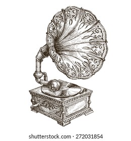 Antique Gramophone Vector Art & Graphics