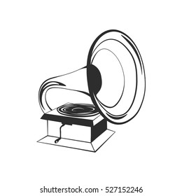 gramophone vector logo design template. music or vinyl record, nostalgia icon.