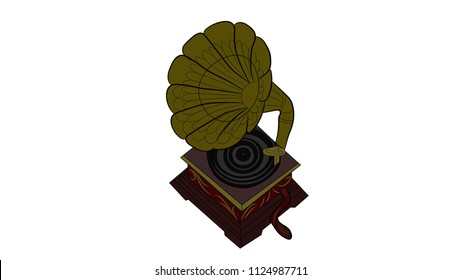 gramophone, vector, on white background, isolated