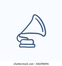 Gramophone vector sketch icon isolated on background. Hand drawn Gramophone icon. Gramophone sketch icon for infographic, website or app.