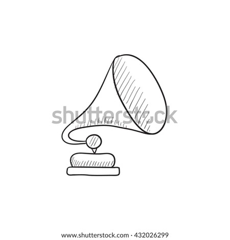 Gramophone vector sketch icon isolated on background. Hand drawn Gramophone icon. Gramophone sketch icon for infographic, website or app.