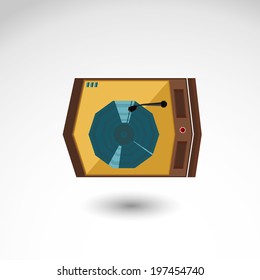 Gramophone vintage flat icon vector illustration isolated background