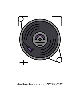 Gramophone, vinyl, audio icon. Element of color music studio equipment icon. Premium quality graphic design icon. Signs and symbols collection icon