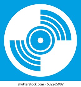 Gramophone vinyl LP record icon white isolated on blue background vector illustration