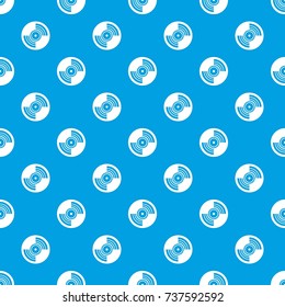 Gramophone vinyl LP record pattern repeat seamless in blue color for any design. Vector geometric illustration