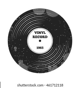 Gramophon-Vinyl-LP-Rekord. Radio, Rock und Roll. Musik. DJ-Retro-Musik. Vinyl-Aufnahme. Label und Abzeichen für Radio, Podcast, Melodie, Rock und Roll, Stereo, Musik, Sound, Disco Party, Nostalgie Sings.