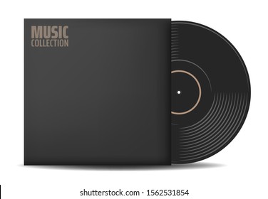 gramophone vinyl record with label. Music collection. old technology, retro sound design. vector illustration, isolated on white background