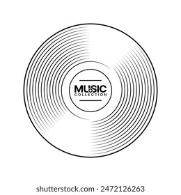 gramophone vinyl record with label. Music collection. old technology, retro sound design. vector illustration, isolated on white background