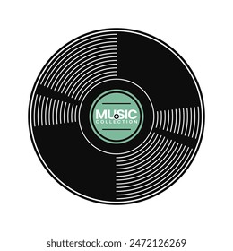 gramophone vinyl record with label. Music collection. old technology, retro sound design. vector illustration, isolated on white background