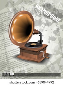 Gramophone vinyl retro vector illustration