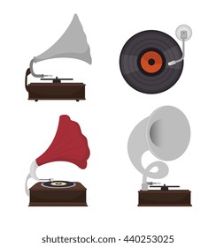 gramophones set isolated icon design, vector illustration  graphic 