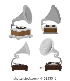 gramophones set isolated icon design, vector illustration  graphic 