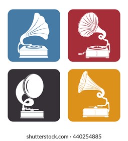 Grammophonsatz, einzelne Symbolgestaltung, Vektorgrafik 