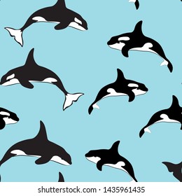 grampus animals vector seamless pattern. Concept for print, textile, web design, clothing design