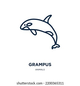grampus icon from animals collection. Thin linear grampus, nature, water outline icon isolated on white background. Line vector grampus sign, symbol for web and mobile
