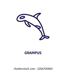 grampus icon from animals collection. Thin linear grampus, ocean, animal outline icon isolated on white background. Line vector grampus sign, symbol for web and mobile