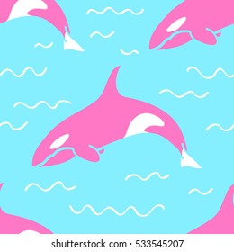 grampus Killer whale seamless pattern animal background