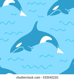grampus Killer whale seamless pattern animal background