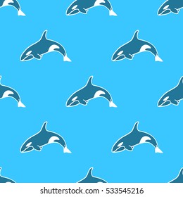 grampus Killer whale seamless pattern animal background