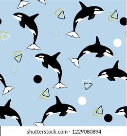 grampus seamless animal cute vector pattern