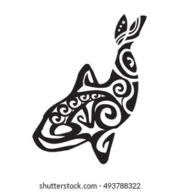 Grampus tattoo in Maori style. Vector illustration EPS10