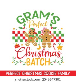 Gram's perfect Christmas Cookie Batch, Merry Christmas gingerbread cookie family designs
