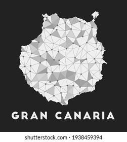 Gran Canaria - communication network map of the island. Gran Canaria trendy geometric design on dark background. Technology, internet, network, telecommunication concept. Vector illustration.