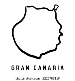 Gran Canaria (Grand Canary) island map simple outline. Vector hand drawn simplified style map.