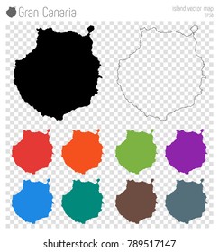 Gran Canaria high detailed map. Island silhouette icon. Isolated Gran Canaria black map outline. Vector illustration.