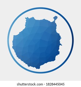 Gran Canaria icon. Polygonal map of the island in a gradient ring. Round low poly Gran Canaria sign. Vector illustration.