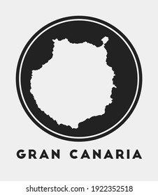 Gran Canaria icon. Round logo with island map and title. Stylish Gran Canaria badge with map. Vector illustration.