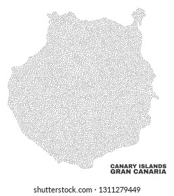 Gran Canaria map designed with little points. Vector abstraction in black color is isolated on a white background. Scattered little points are organized into Gran Canaria map.