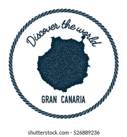 Gran Canaria map in vintage discover the world rubber stamp. Hipster style nautical postage Gran Canaria stamp, with round rope border. Gran Canaria map vector illustration.