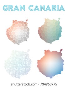 Gran Canaria polygonal island map. Mosaic style maps collection. Bright abstract tessellation, geometric, low poly, modern design. Gran Canaria polygonal maps for infographics or presentation.