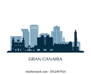 Gran Canaria Skyline, monochrome Silhouette. Vektorgrafik.