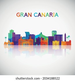 Gran Canaria Skyline Silhouette in buntem geometrischem Stil. Symbol für Ihr Design. Vektorgrafik.