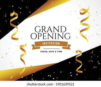 gran dopening design invitation card in golden colors