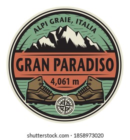 The Gran Paradiso or Grand Paradis is a mountain in the Graian Alps in Italy. Vector illustration