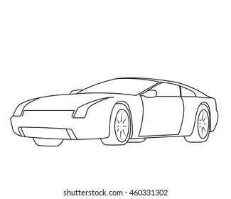 Gran Turismo car contour vector illustration isolated no background