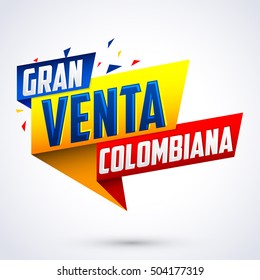 Gran venta Colombiana - Colombian big sale spanish text, vector modern colorful promotional banner