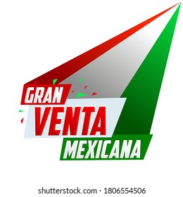 Gran Venta Mexicana, Mexican Big Sale spanish text, vector modern promotional banner.