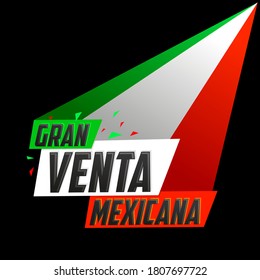 Gran Venta Mexicana, Mexican Big Sale spanish text, vector modern promotional banner.