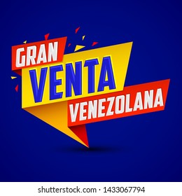 Gran Venta Venezolana, Venezuelan Big Sale spanish text, vector modern colorful promotional banner