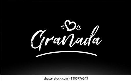 granada black and white city hand written text with heart for logo or typography design