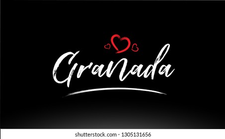 granada city hand written text with red heart suitable for logo or typography design