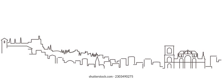 Granada Dark Line Simple Minimalist Skyline With White Background