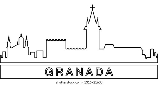 Granada detailed skyline icon. Element of Cities for mobile concept and web apps icon. Thin line icon for website design and development, app development