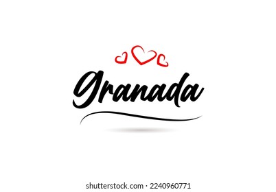 Granada european city typography text word with love style. Hand lettering. Modern calligraphy text